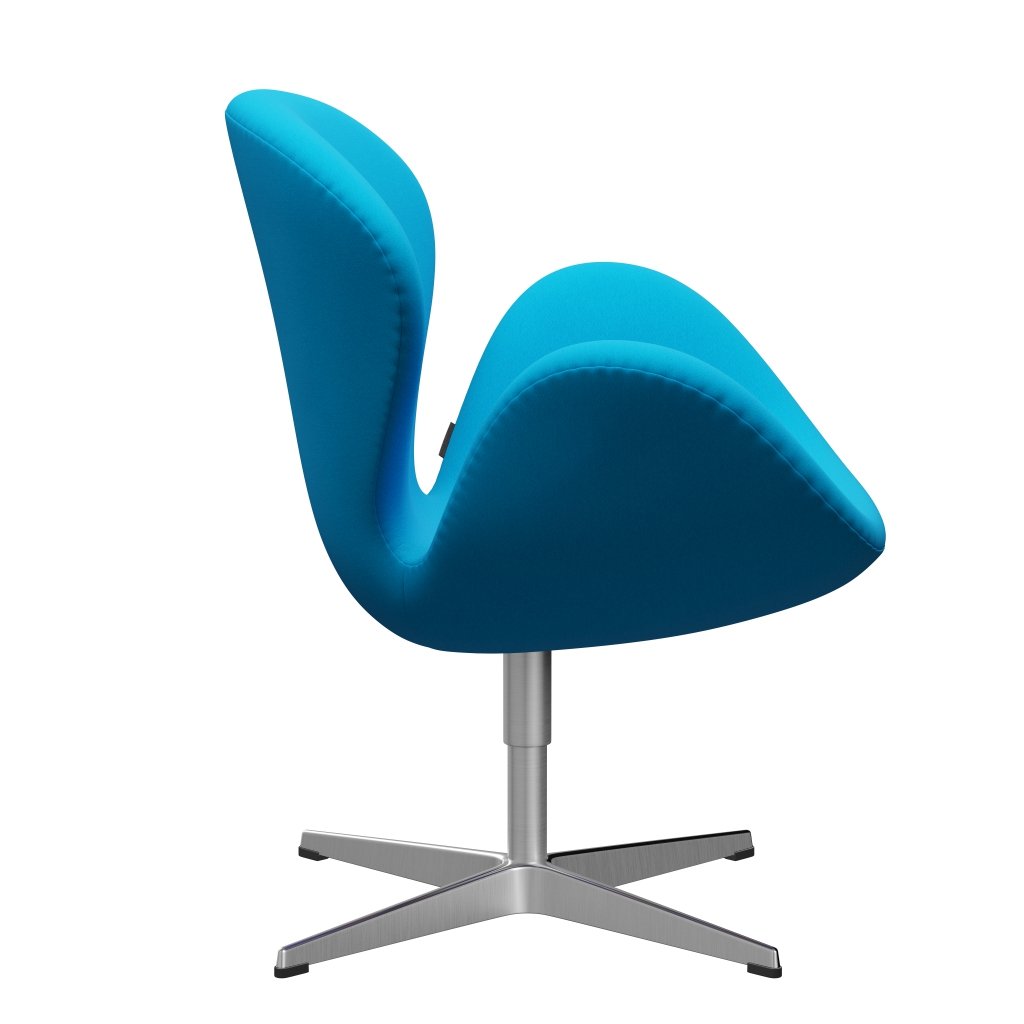 Sedia da salone Fritz Hansen Swan, in alluminio spazzolato in raso/turchese di comfort (67001)