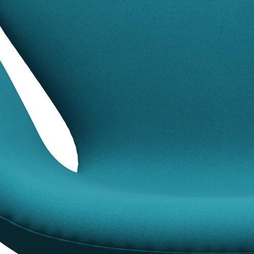 Fritz Hansen Chaise salon de cygne, aluminium brossé en satin / lumière turquoise confort