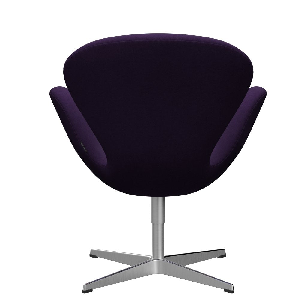 Sedia fritz Hansen Swan Lounge, in alluminio spazzolato in raso/viola comfort scuro