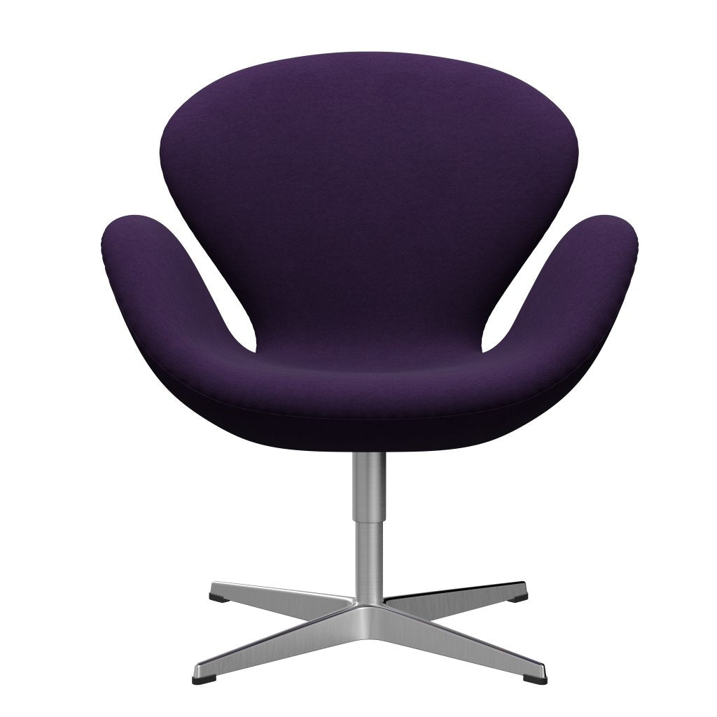 Sedia fritz Hansen Swan Lounge, in alluminio spazzolato in raso/viola comfort scuro