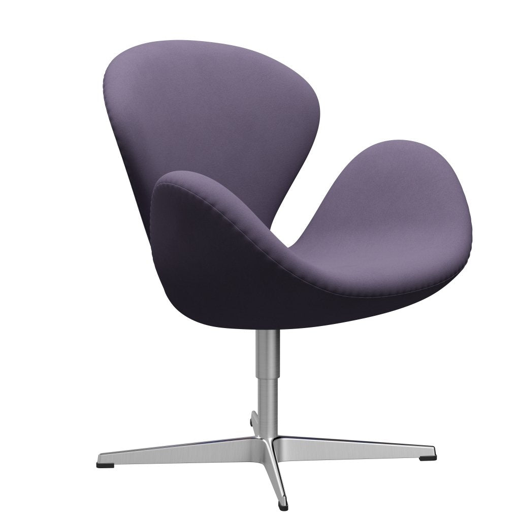 Fritz Hansen Chaise salon de cygne, aluminium brossé en satin / confort violet