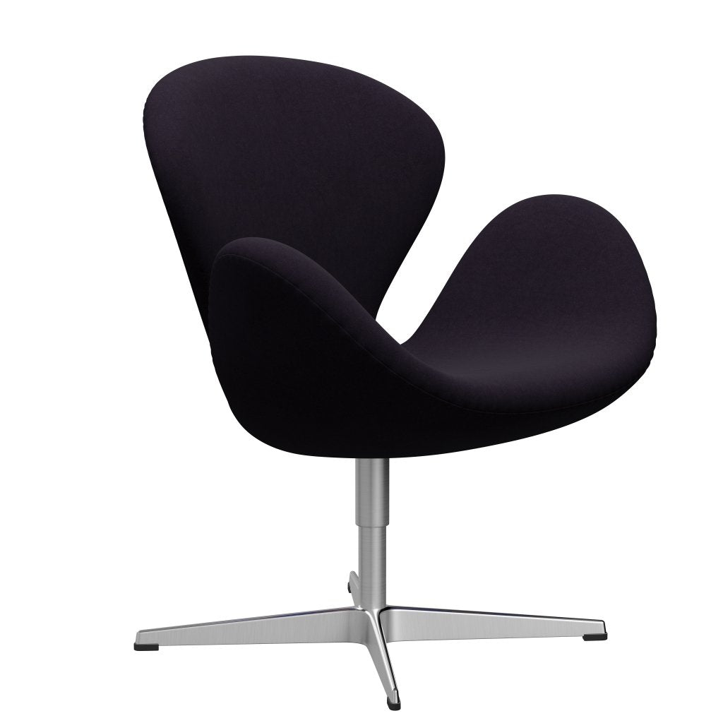 Sedia fritz Hansen Swan Lounge, alluminio spazzolato in raso rosso viola rosso