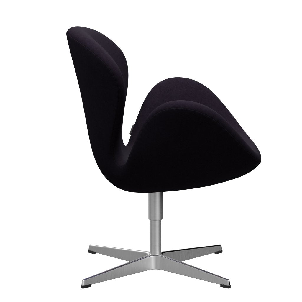 Sedia fritz Hansen Swan Lounge, alluminio spazzolato in raso rosso viola rosso