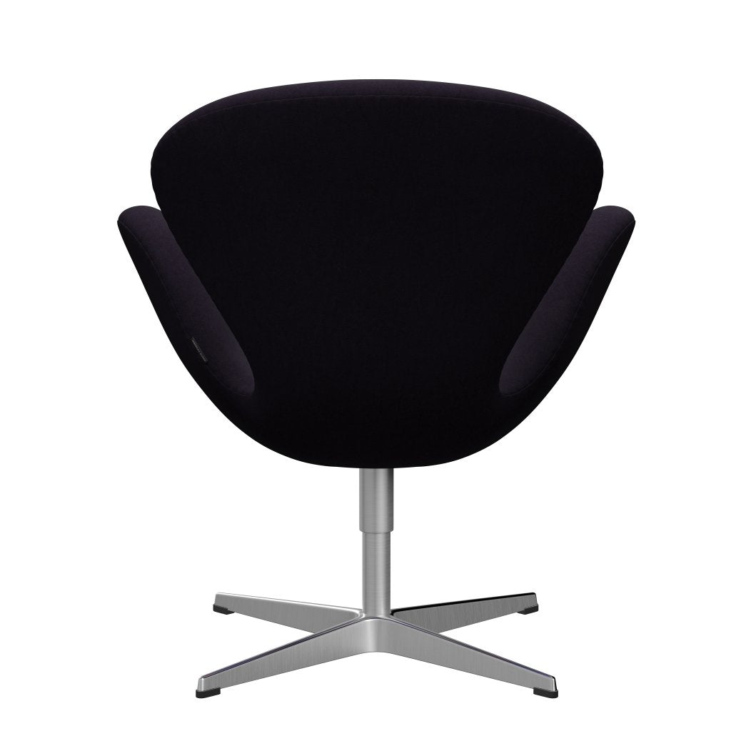 Sedia fritz Hansen Swan Lounge, alluminio spazzolato in raso rosso viola rosso