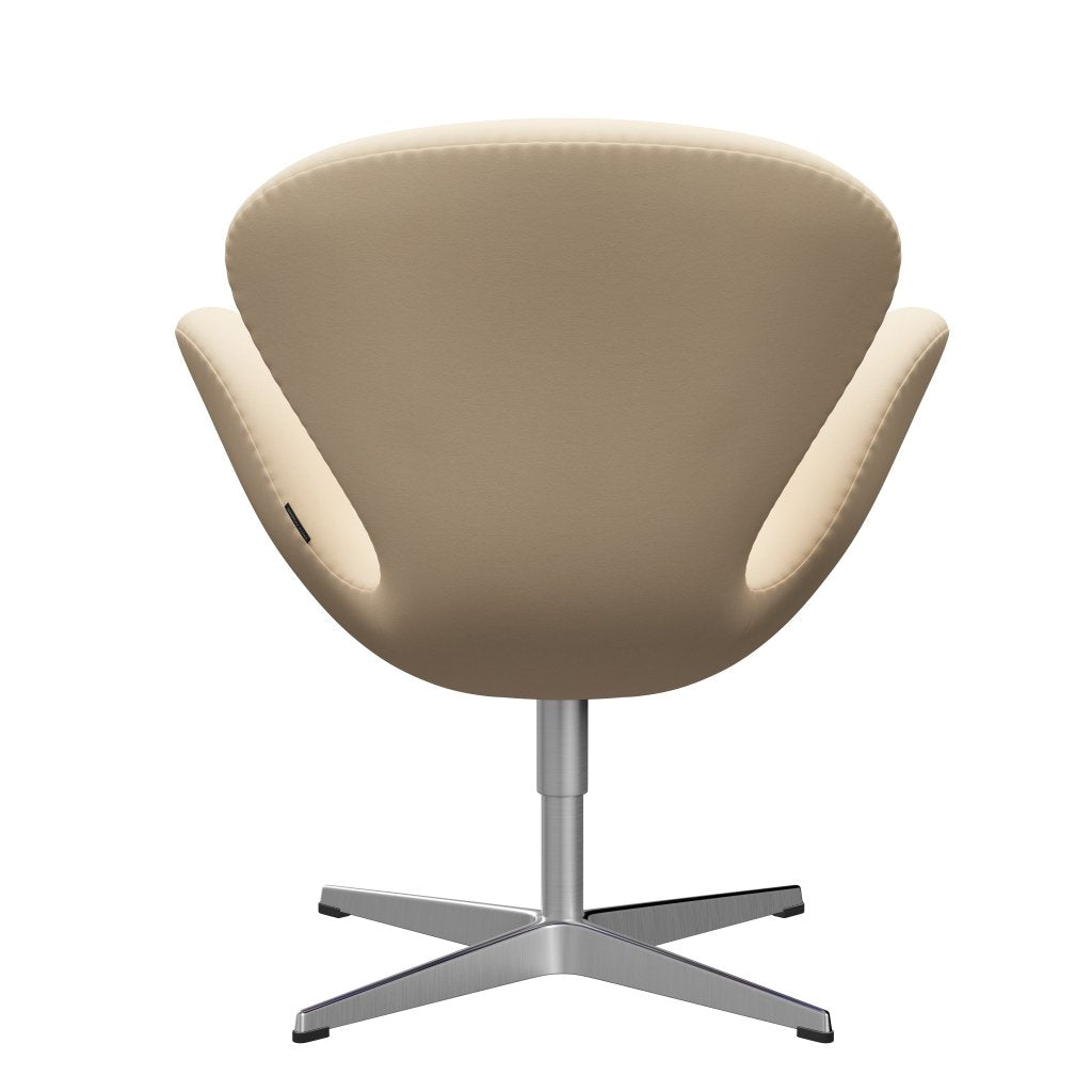 Fritz Hansen Swan Lounge -stoel, satijnen geborsteld aluminium/comfortwit/beige