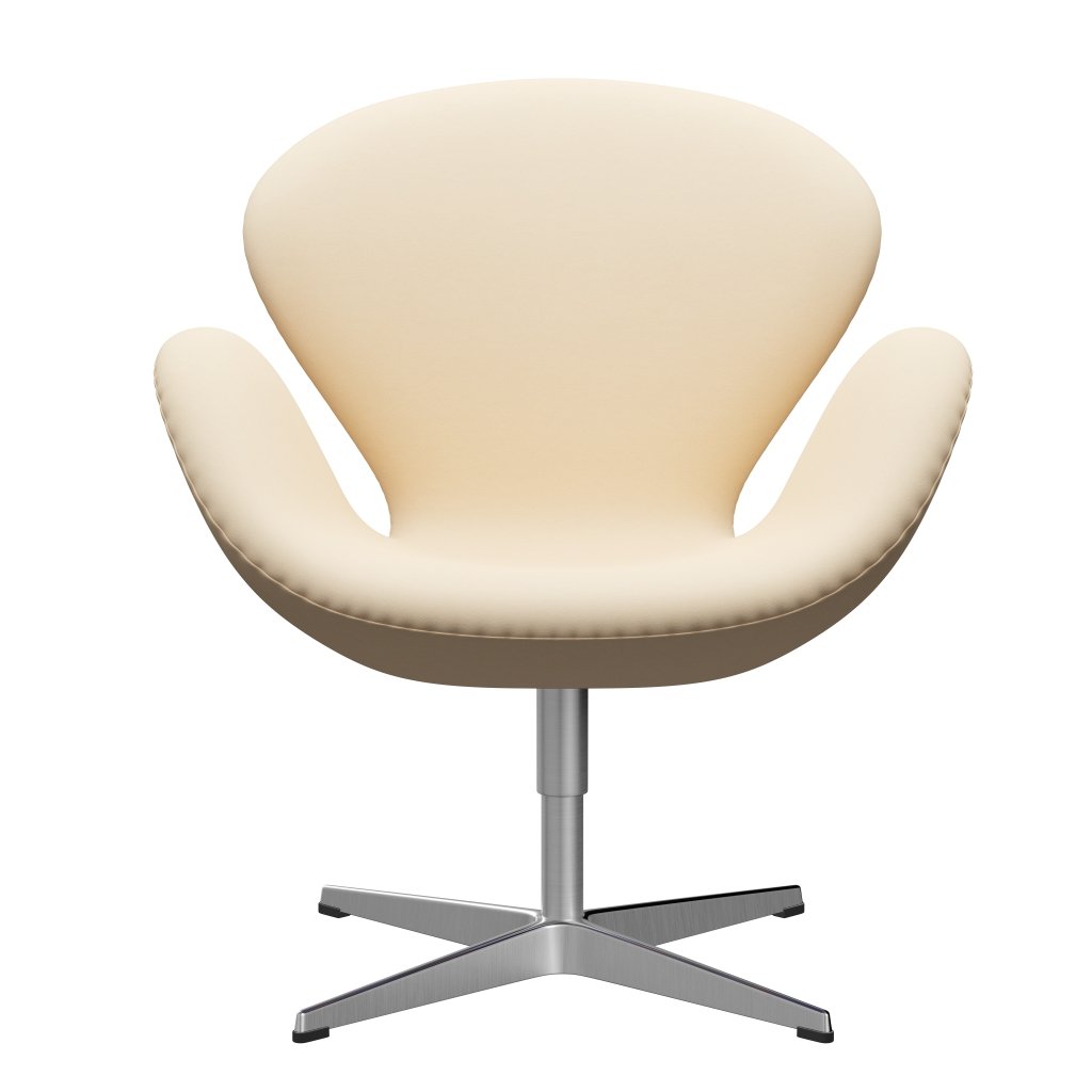 Sillón Fritz Hansen Swan, aluminio cepillado por satén/comodidad blanca/beige