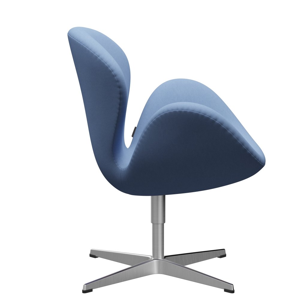 Fritz Hansen Chaise salon de cygne, aluminium brossé en satin / confort blanc / bleu