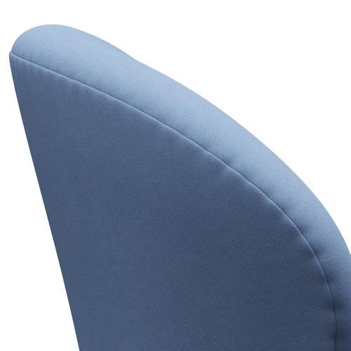 Sedia da salotto Fritz Hansen Swan, alluminio spazzolato in raso/comfort bianco/blu