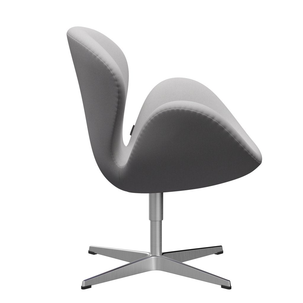 Fritz Hansen Swan Lounge -stoel, satijnen geborsteld aluminium/comfort wit/grijs