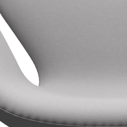 Fritz Hansen Chaise salon de cygne, aluminium brossé en satin / confort blanc / gris