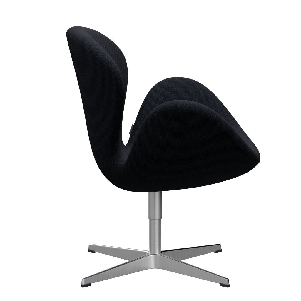 Fritz Hansen Swan Lounge -stoel, satijnen geborsteld aluminium/diablo donkerblauw