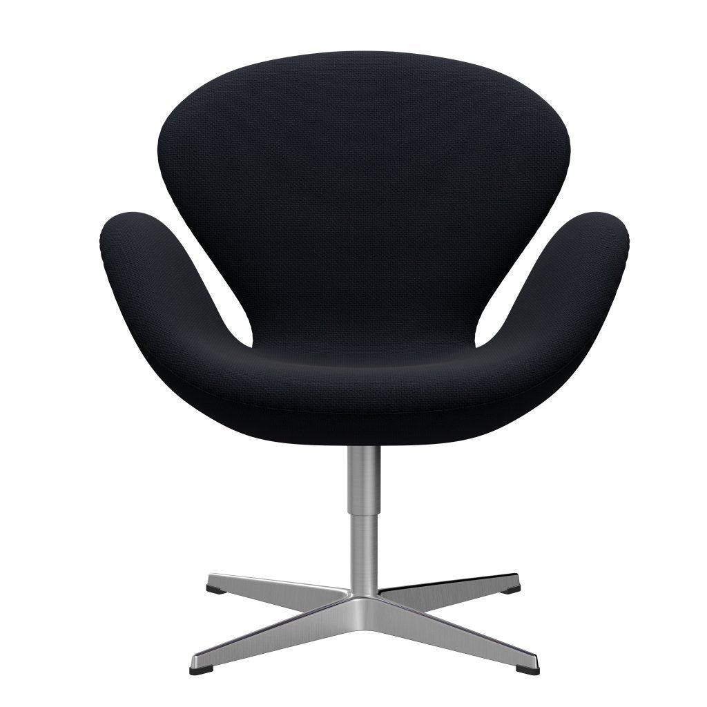 Fritz Hansen Swan Lounge -stoel, satijnen geborsteld aluminium/diablo donkerblauw