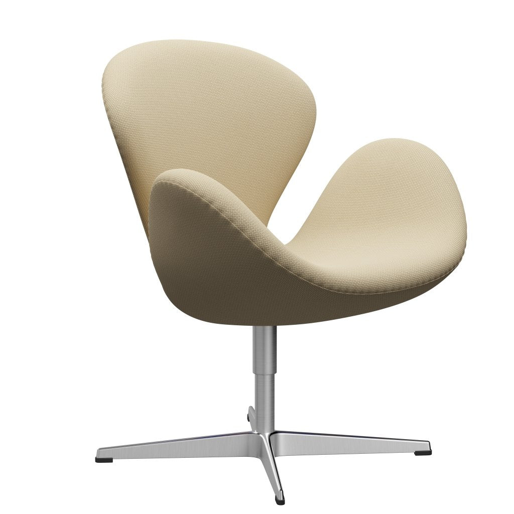 Sedia da salotto Fritz Hansen Swan, alluminio spazzolato in raso/avorio Diablo