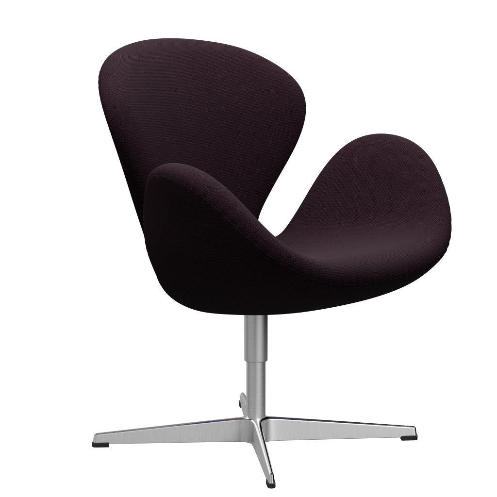 Sedia fritz Hansen Swan Lounge, alluminio spazzolato in raso/prugna diablo