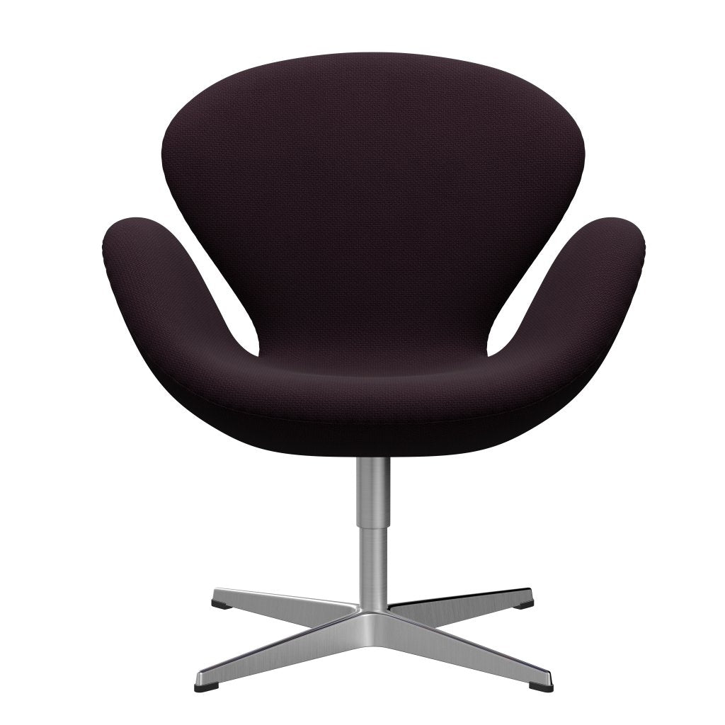 Fritz Hansen Swan Lounge -stoel, satijnen geborsteld aluminium/Diablo Plum