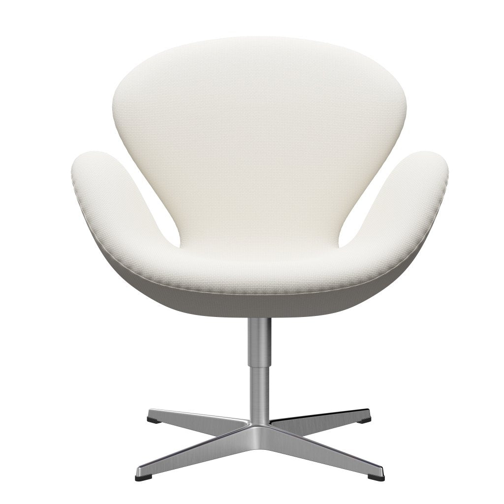 Sedia fritz Hansen Swan Lounge, alluminio spazzolato in raso/neve di diablo