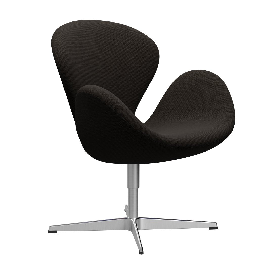 Sedia fritz Hansen Swan Lounge, alluminio spazzolato in raso/Diablo Cioccolato scuro