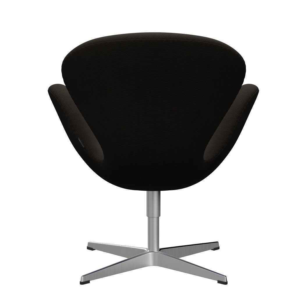 Fritz Hansen Chaise salon de cygne, aluminium brossé en satin / chocolat diablo noir