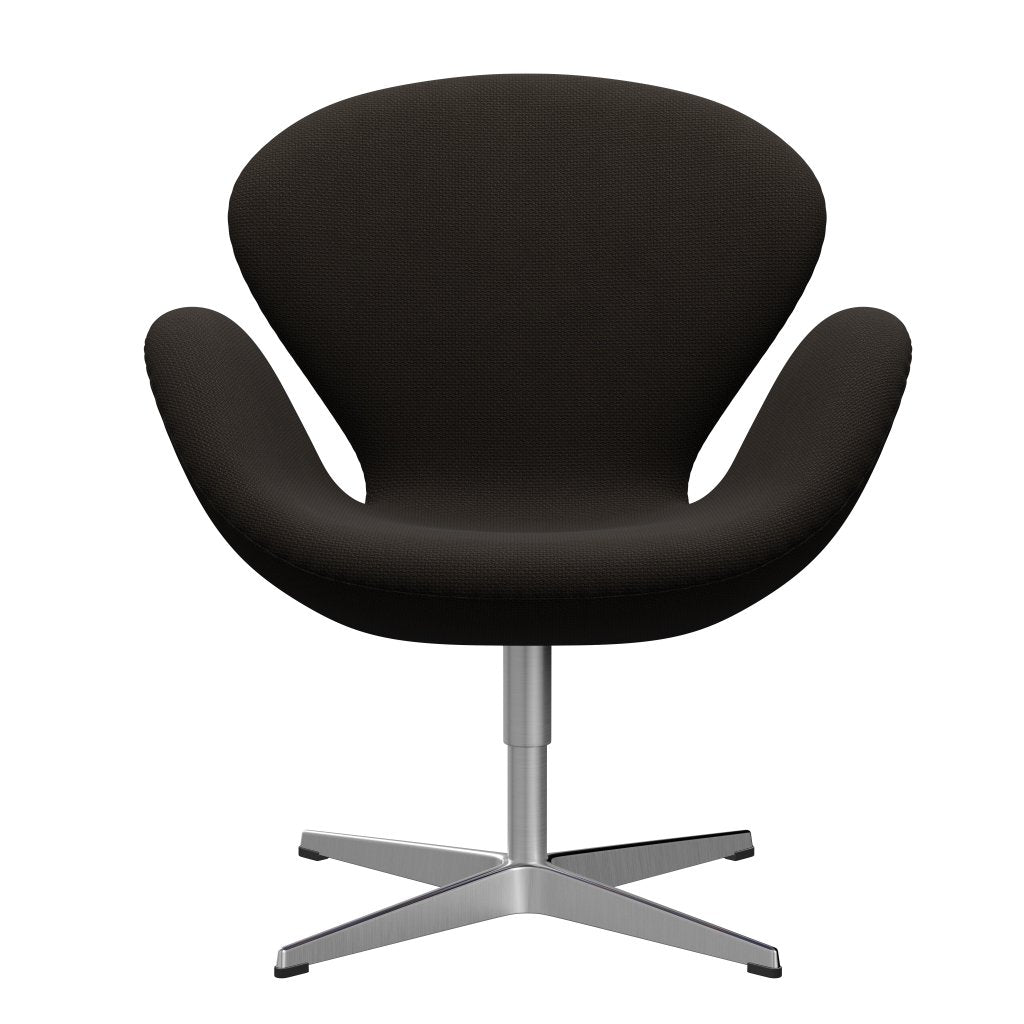 Sedia fritz Hansen Swan Lounge, alluminio spazzolato in raso/Diablo Cioccolato scuro