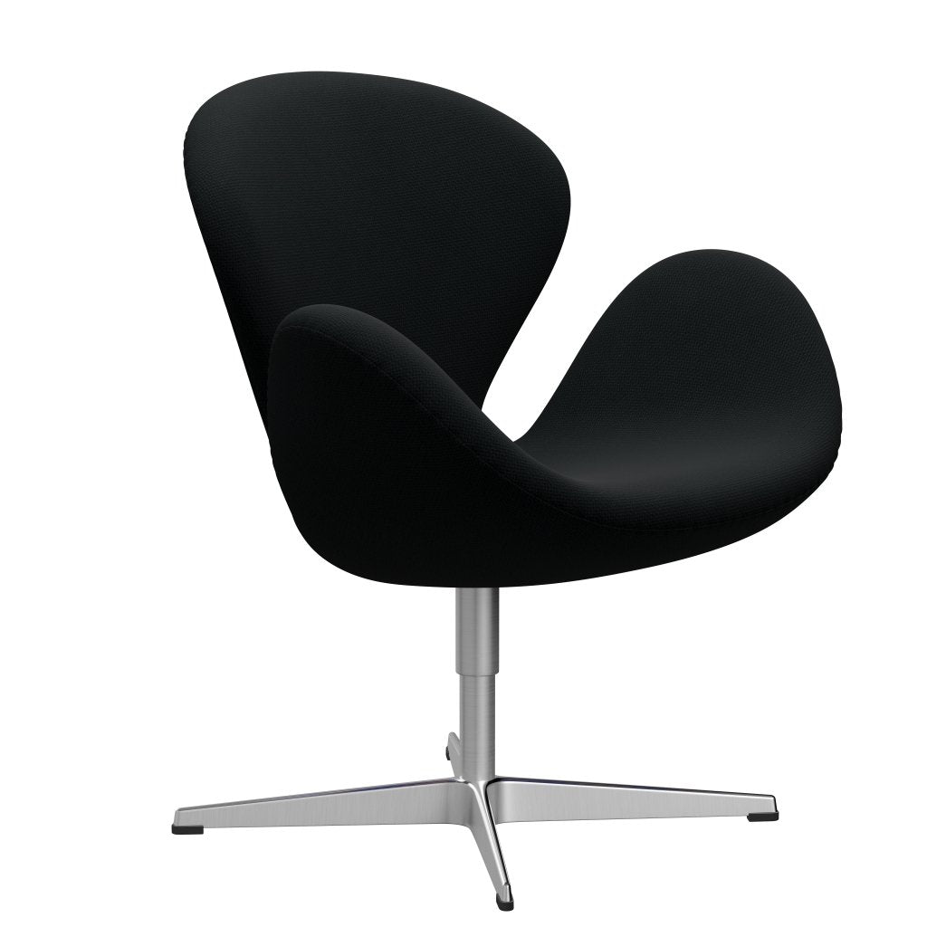 Fritz Hansen Chaise salon de cygne, aluminium brossé en satin / noir de diablo