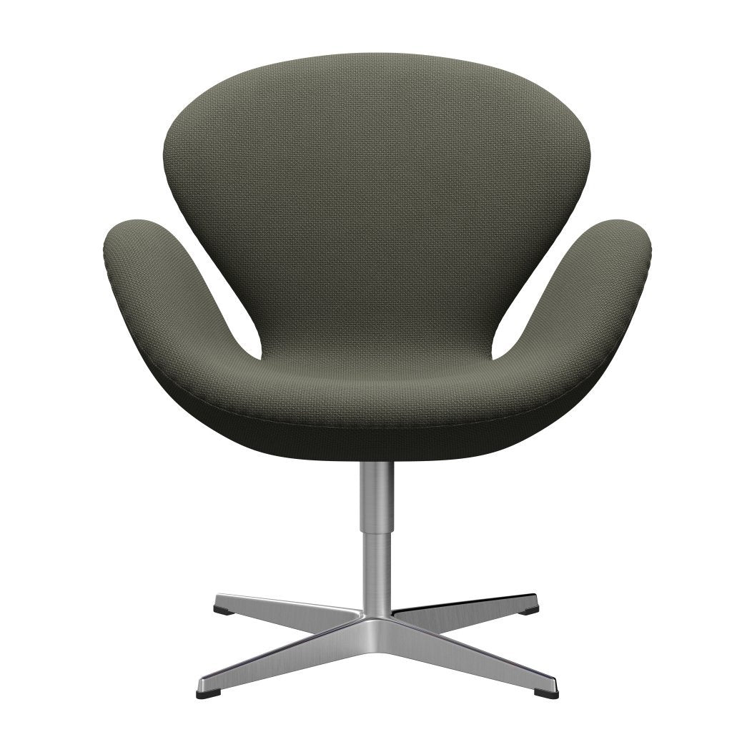 Fritz Hansen Swan Lounge Chair, Satin Brushed Aluminium/Diablo Warm Grey