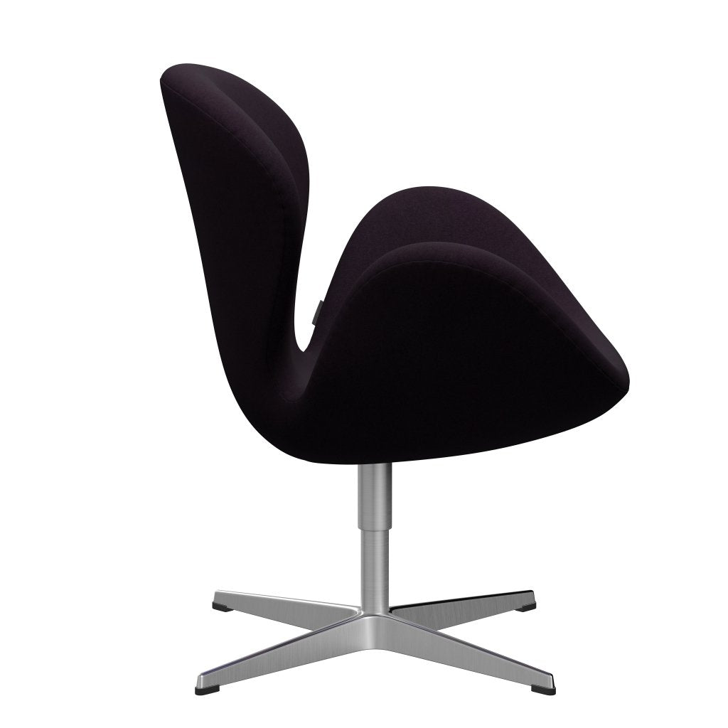 Fritz Hansen Chaise de salon de cygne, aluminium brossé en satin / divina aubergine (376)