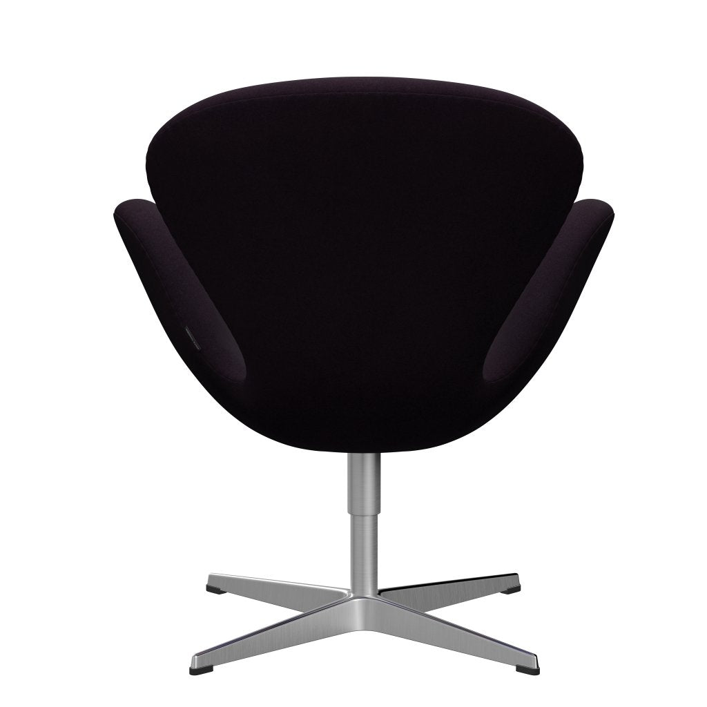 Fritz Hansen Chaise de salon de cygne, aluminium brossé en satin / divina aubergine (376)