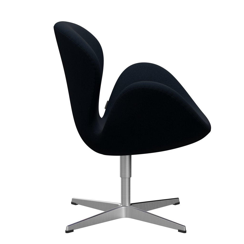 Sedia fritz Hansen Swan Lounge, alluminio spazzolato in raso/divina blu scuro