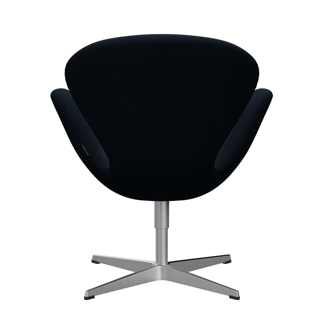 Sedia fritz Hansen Swan Lounge, alluminio spazzolato in raso/divina blu scuro