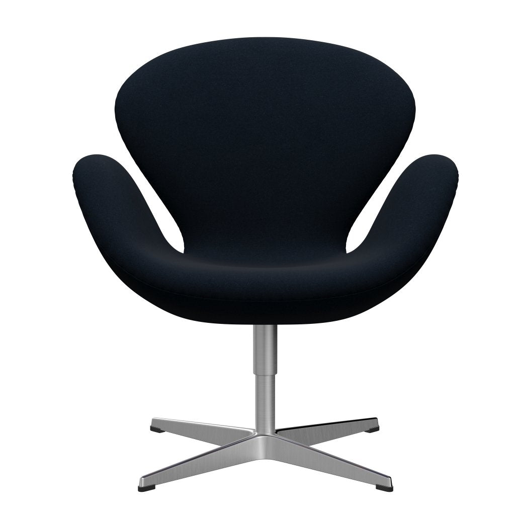 Sedia fritz Hansen Swan Lounge, alluminio spazzolato in raso/divina blu scuro