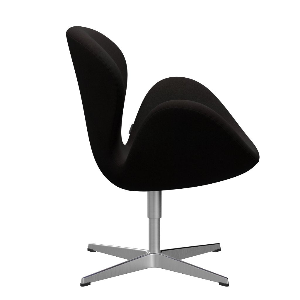 Fritz Hansen Swan Lounge Chair, Satin Brushed Aluminium/Divina Dark Brown (384)