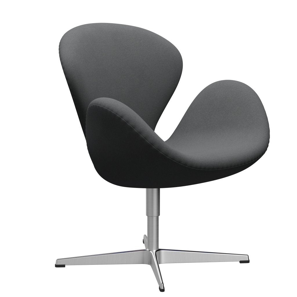 Fritz Hansen Swan Lounge Chair, Satin Borsted Aluminium/Divina Dark Grey