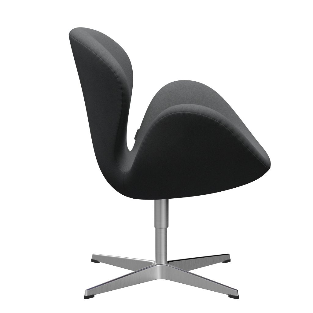 Fritz Hansen Swan Lounge Chair, Satin Borsted Aluminium/Divina Dark Grey