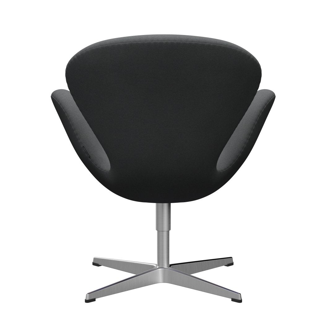 Sedia fritz Hansen Swan Lounge, alluminio spazzolato in raso/Divina Grigio scuro