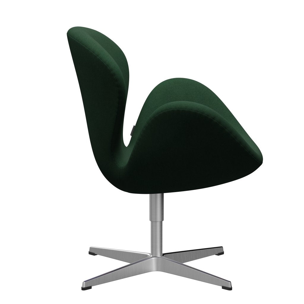 Sedia da salone Fritz Hansen Swan, alluminio spazzolato in raso/Divina Green scuro (876)