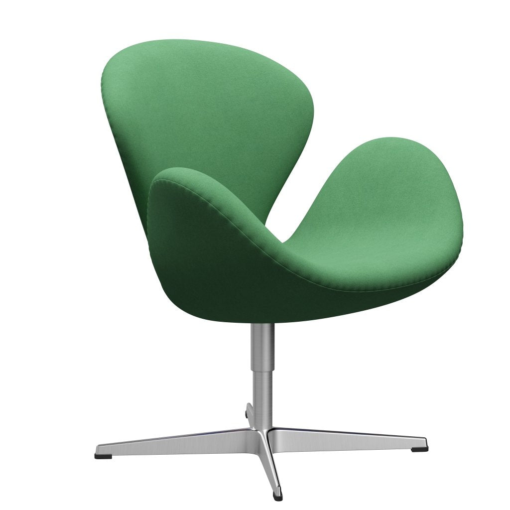 Sedia da salotto Fritz Hansen Swan, alluminio spazzolato in raso/divina verde