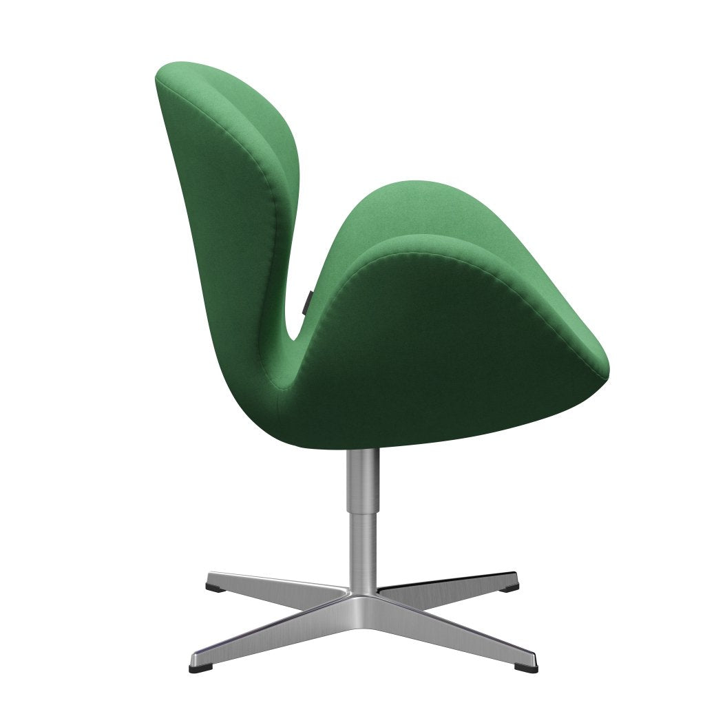 Sedia da salotto Fritz Hansen Swan, alluminio spazzolato in raso/divina verde