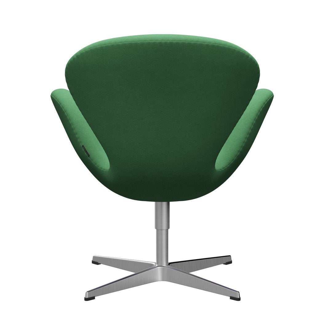 Sedia da salotto Fritz Hansen Swan, alluminio spazzolato in raso/divina verde