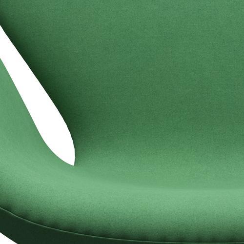 Sedia da salotto Fritz Hansen Swan, alluminio spazzolato in raso/divina verde