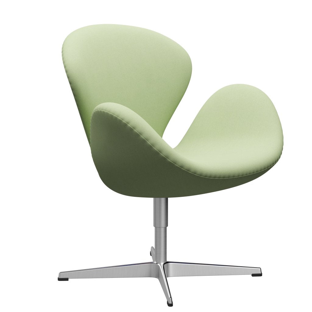 Sedia fritz Hansen Swan Lounge, alluminio spazzolato in raso/Divina Giallo chiaro