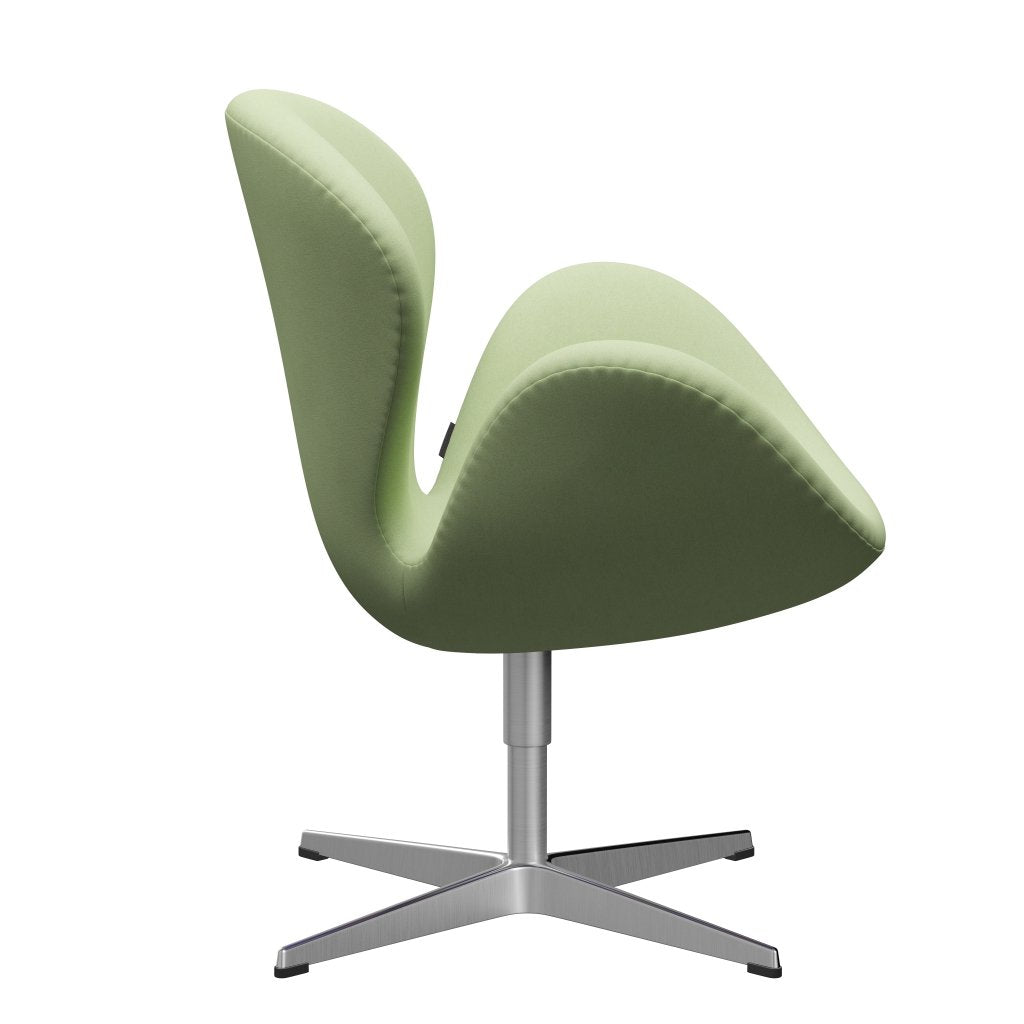 Sedia fritz Hansen Swan Lounge, alluminio spazzolato in raso/Divina Giallo chiaro