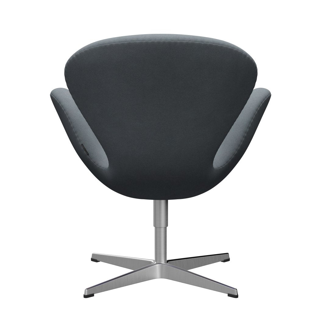 Sedia fritz Hansen Swan Lounge, alluminio spazzolato in raso/Divina grigio chiaro