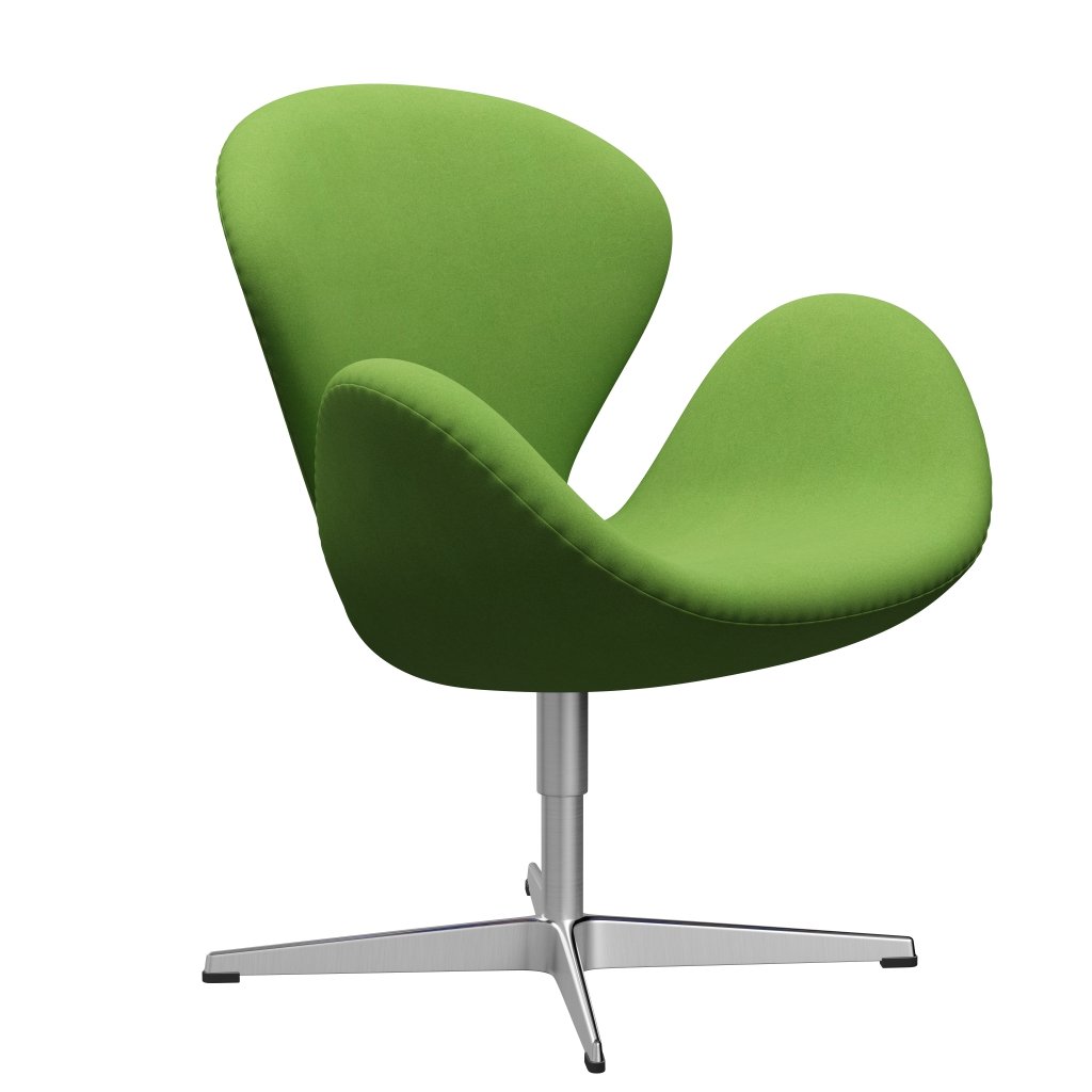 Sedia fritz Hansen Swan Lounge, Luce di lime in alluminio spazzolato in raso/Divina