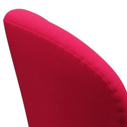 Fritz Hansen Chaise salon de cygne, aluminium brossé en satin / rouge à lèvres rose divina