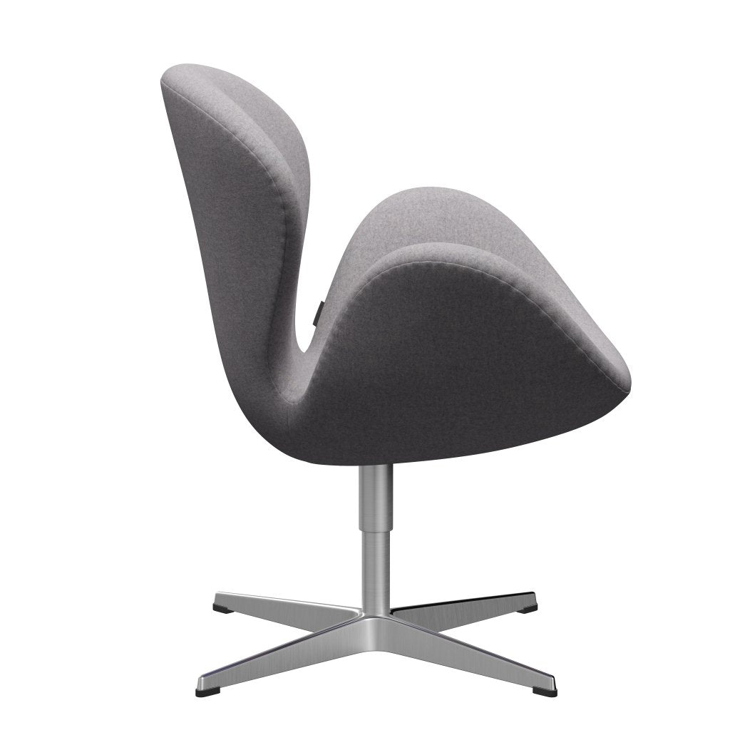 Fritz Hansen Swan Lounge Chair, Satin Brushed Aluminium/Divina MD Cool Light Grey