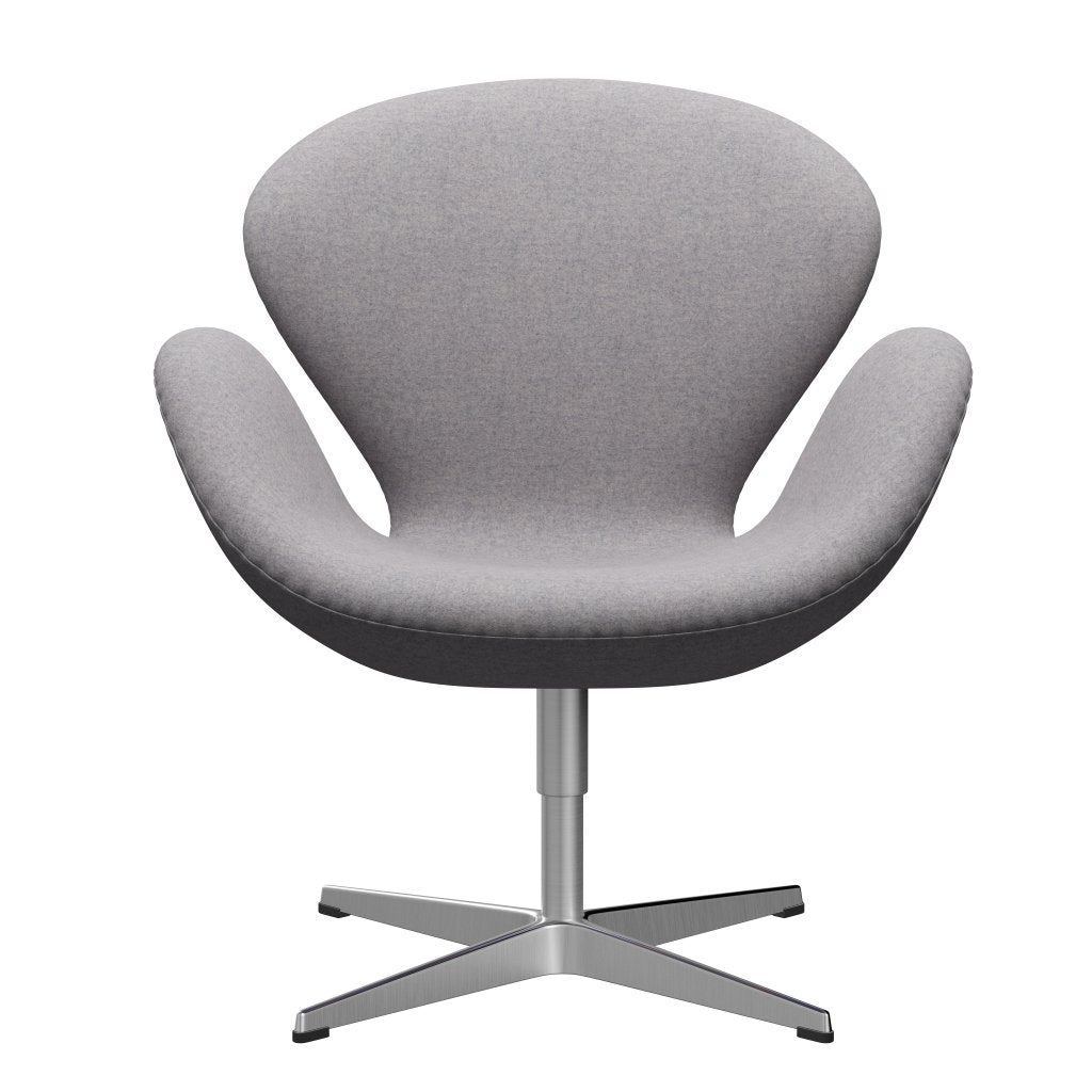 Fritz Hansen Chaise salon de cygne, aluminium en satin brossé / divina md gris clair