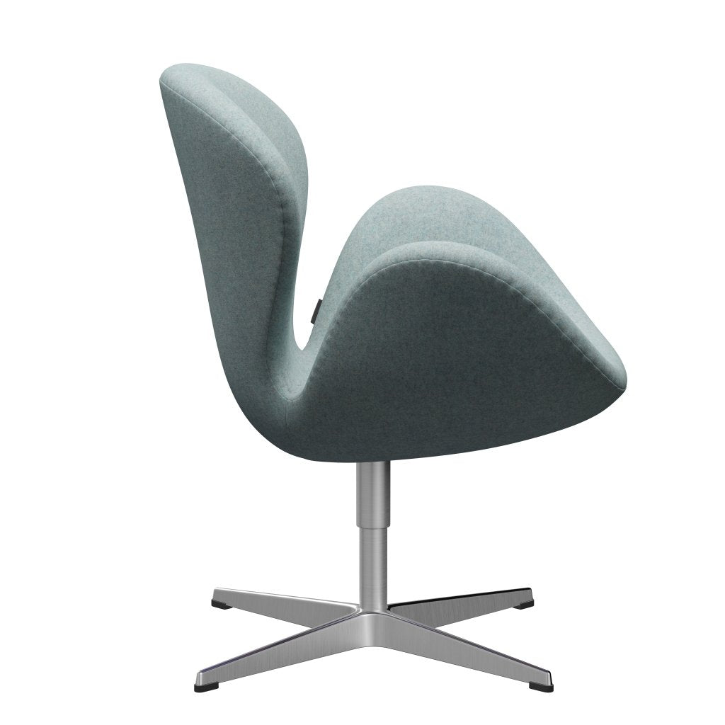 Fritz Hansen Swan Lounge Chair, Satin Brushed Aluminium/Divina Md Mint