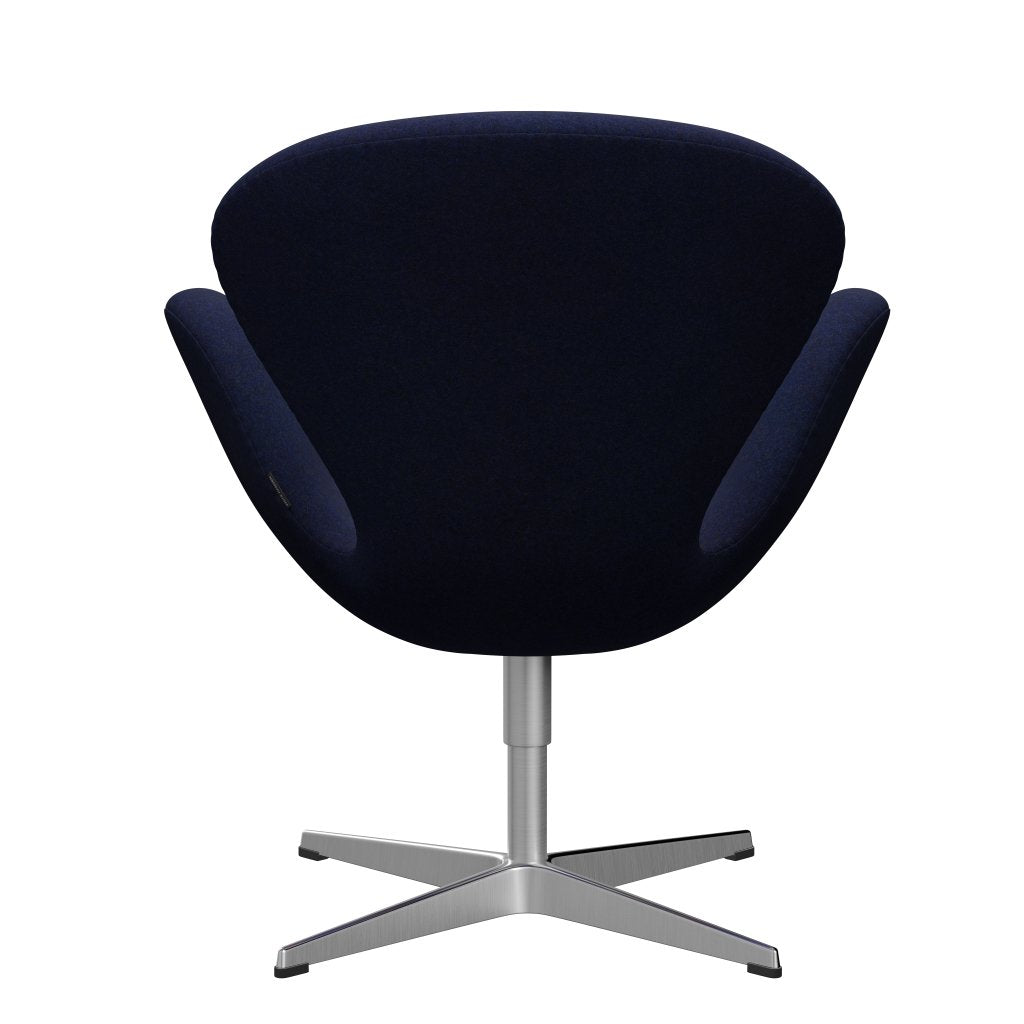 Fritz Hansen Swan Lounge Chair, Satin Brushed Aluminium/Divina Md Midnight Blue