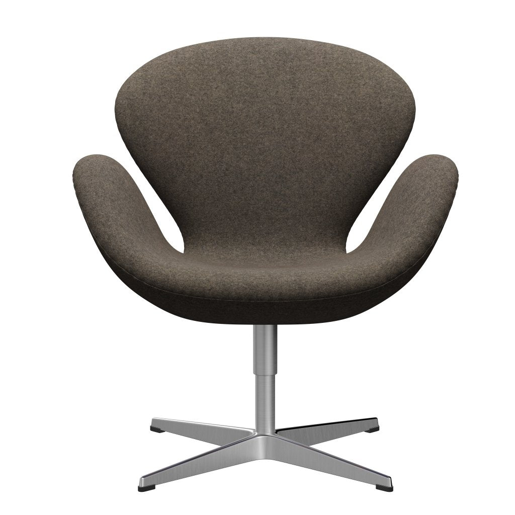 Fritz Hansen Swan Lounge Chair, Satin Brushed Aluminium/Divina MD Mole