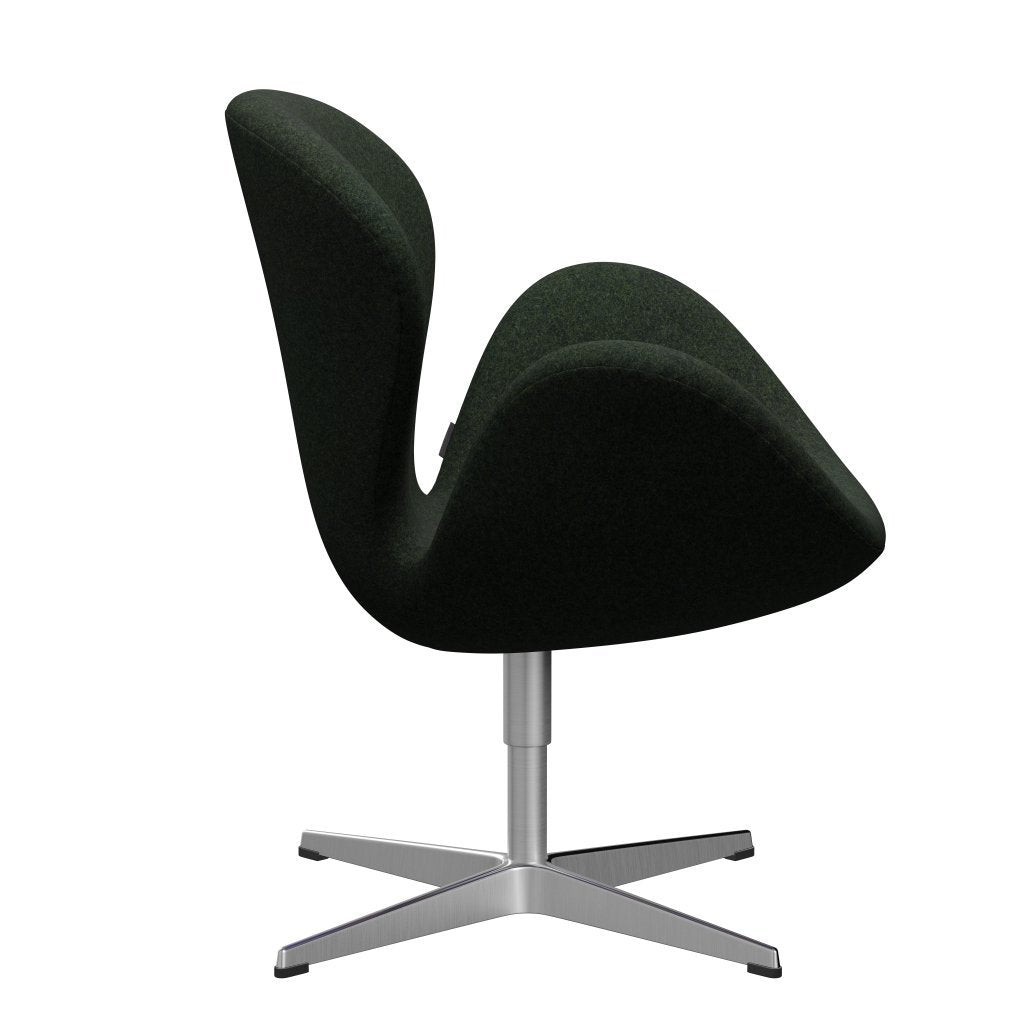 Fritz Hansen Chaise de salon de cygne, aluminium en satin en aluminium / divina MD Moss Green